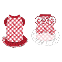 Apple-solutely Adorable - Apple Gingham - La Petite Shimmy Dress With Double Skirt