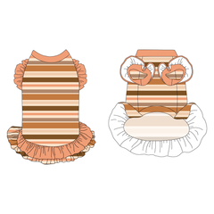 Kiss & Tell - Apricot Kiss Stripe - La Petite Shimmy Dress With Double Skirt