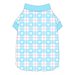 Valentine Plaids - Blue Heart Plaid - Flutter Waist Tee