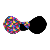 Hair bow twisted with two fabrics: one side in NYE Ball and one side in black.