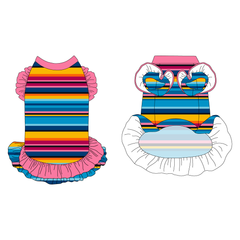 La Vida Flora - Paseo Stripe - La Petite Shimmy Dress With Double Skirt