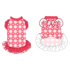 Valentine Plaids - Red Heart Plaid - La Petite Shimmy Dress With Double Skirt