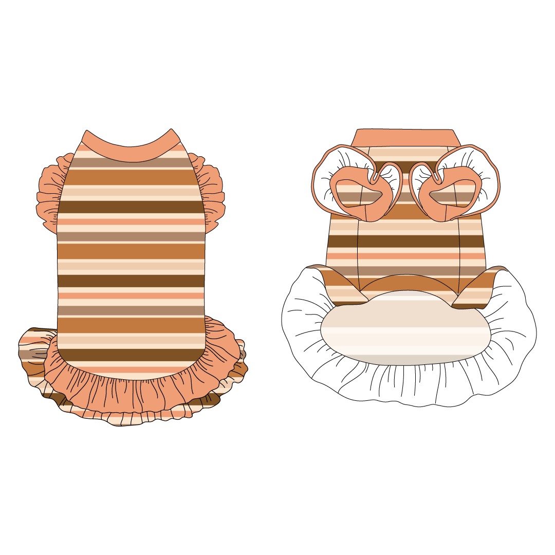 Kiss & Tell - Apricot Kiss Stripe - La Petite Shimmy Dress With Double Skirt