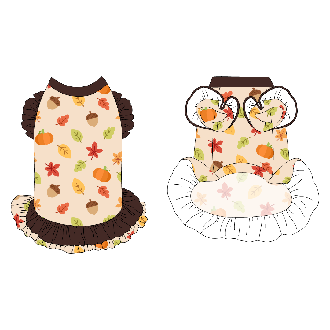 Autumn Sweater - Autumn Ditsy - La Petite Shimmy Dress With Double Skirt