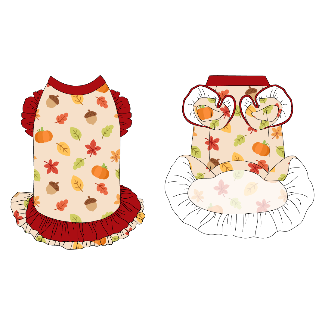 Autumn Sweater - Autumn Ditsy - La Petite Shimmy Dress With Double Skirt