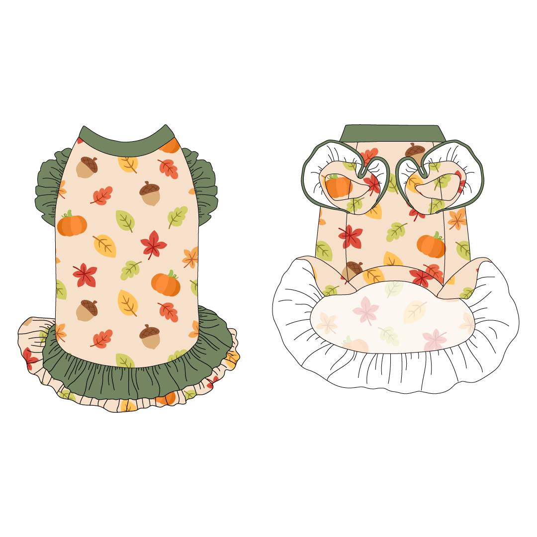 Autumn Sweater - Autumn Ditsy - La Petite Shimmy Dress With Double Skirt