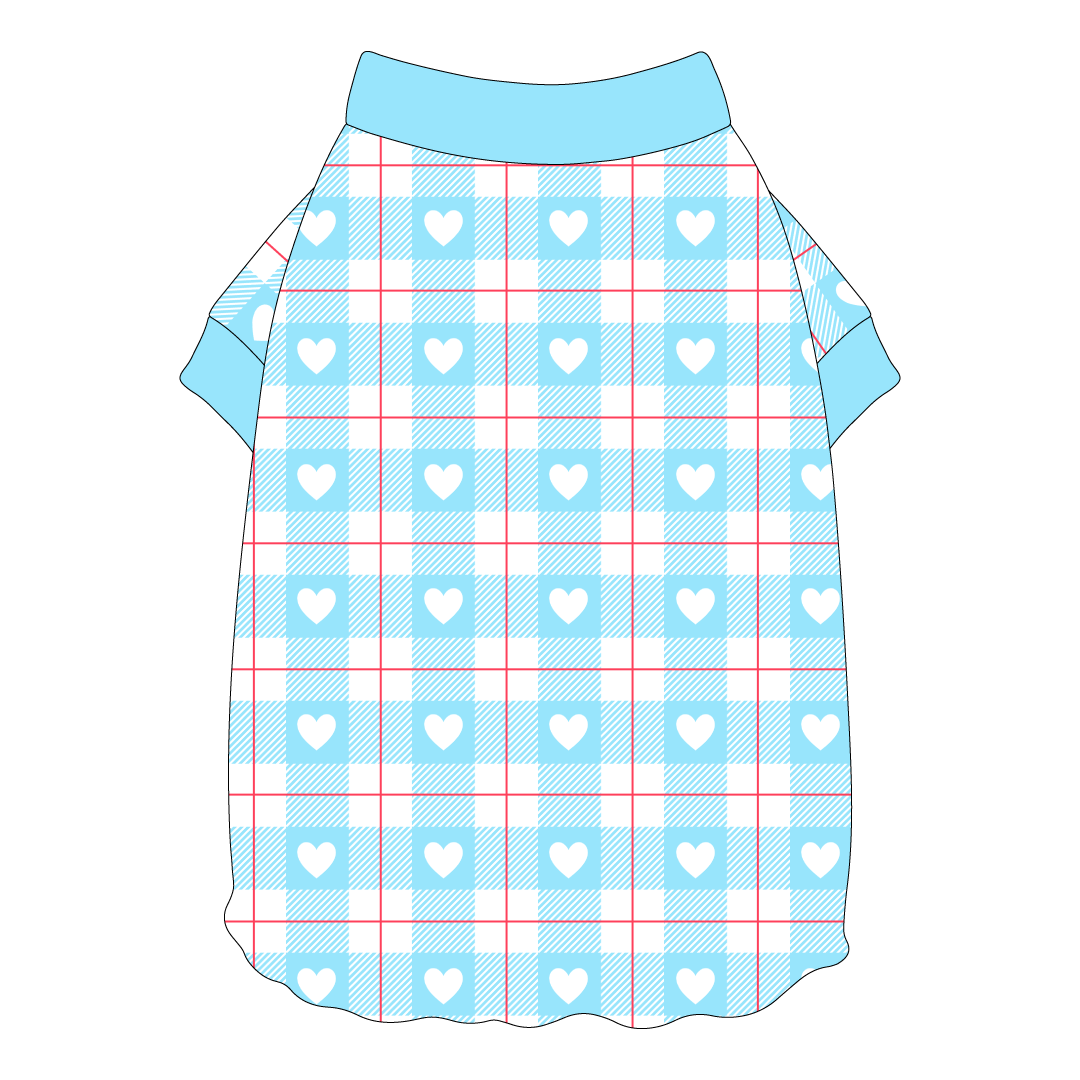 Valentine Plaids - Blue Heart Plaid - Flutter Waist Tee