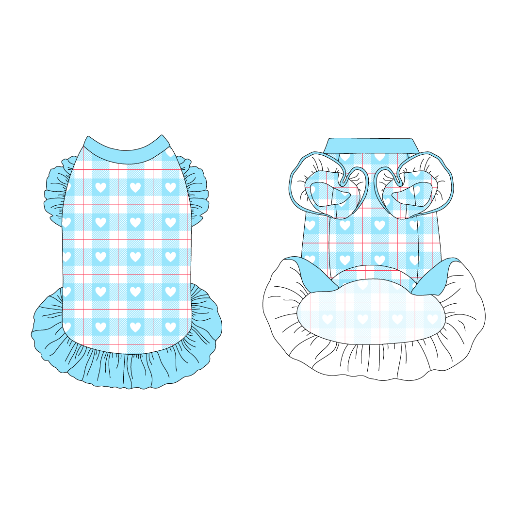 Valentine Plaids - Blue Heart Plaid - La Petite Shimmy Dress
