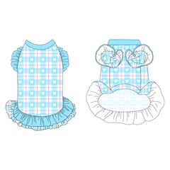 Valentine Plaids - Blue Heart Plaid - La Petite Shimmy Dress With Double Skirt