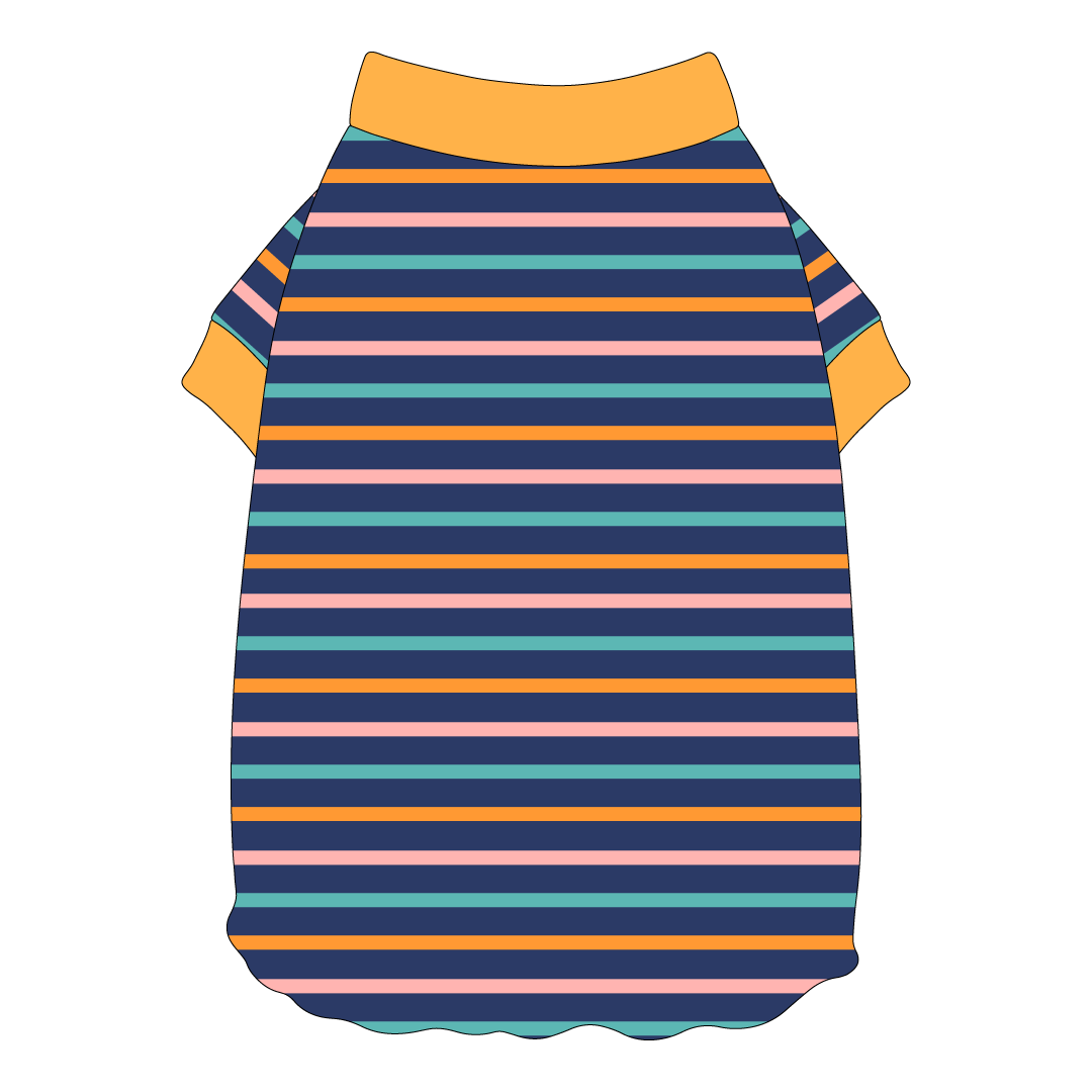 Scoops Of Sunshine - Cabana Stripe - Flutter Waist Tee
