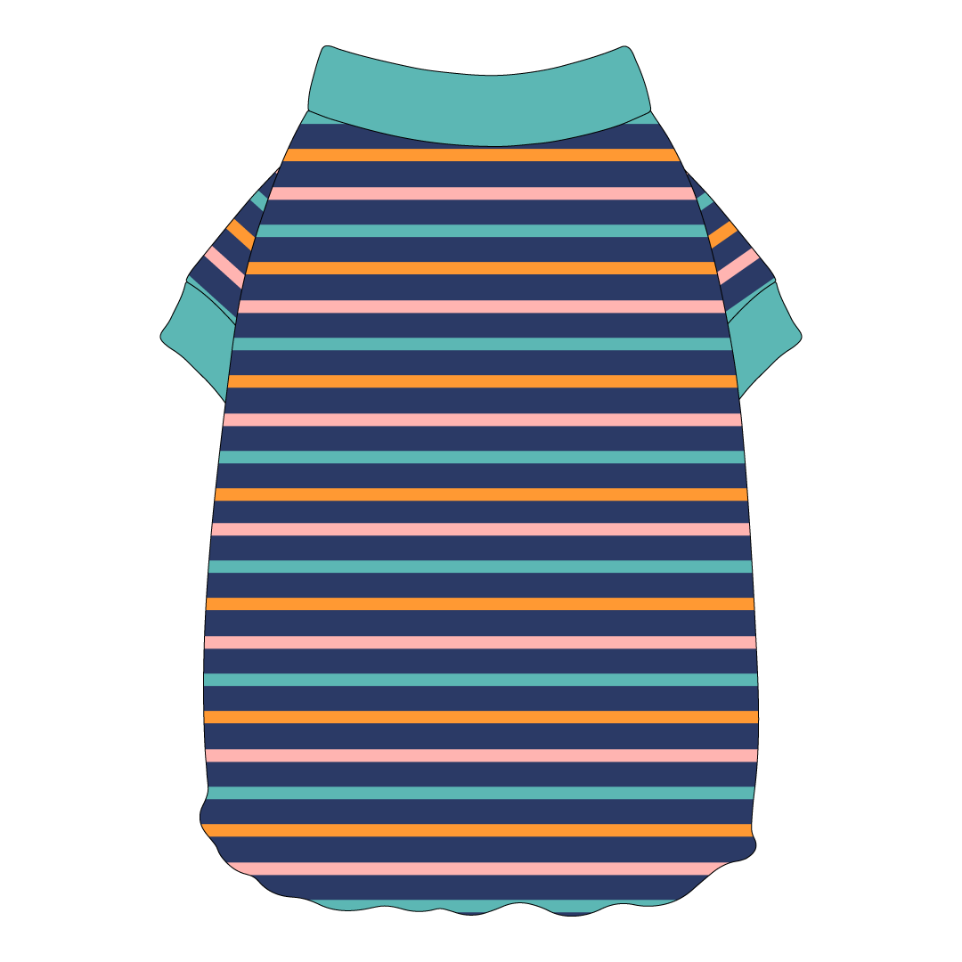 Scoops Of Sunshine - Cabana Stripe - Flutter Waist Tee