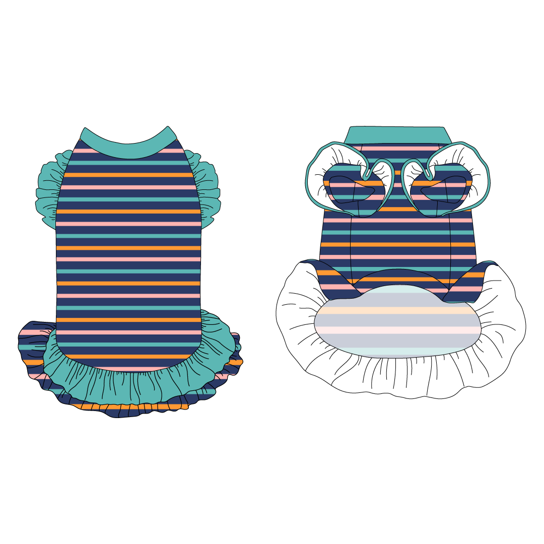 Scoops of Sunshine - Cabana Stripe - La Petite Shimmy Dress With Double Skirt