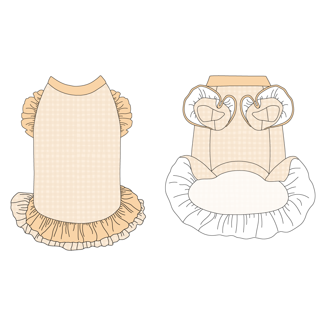 Autumn Vibes Only - Creamy Gingham - La Petite Shimmy Dress With Double Skirt