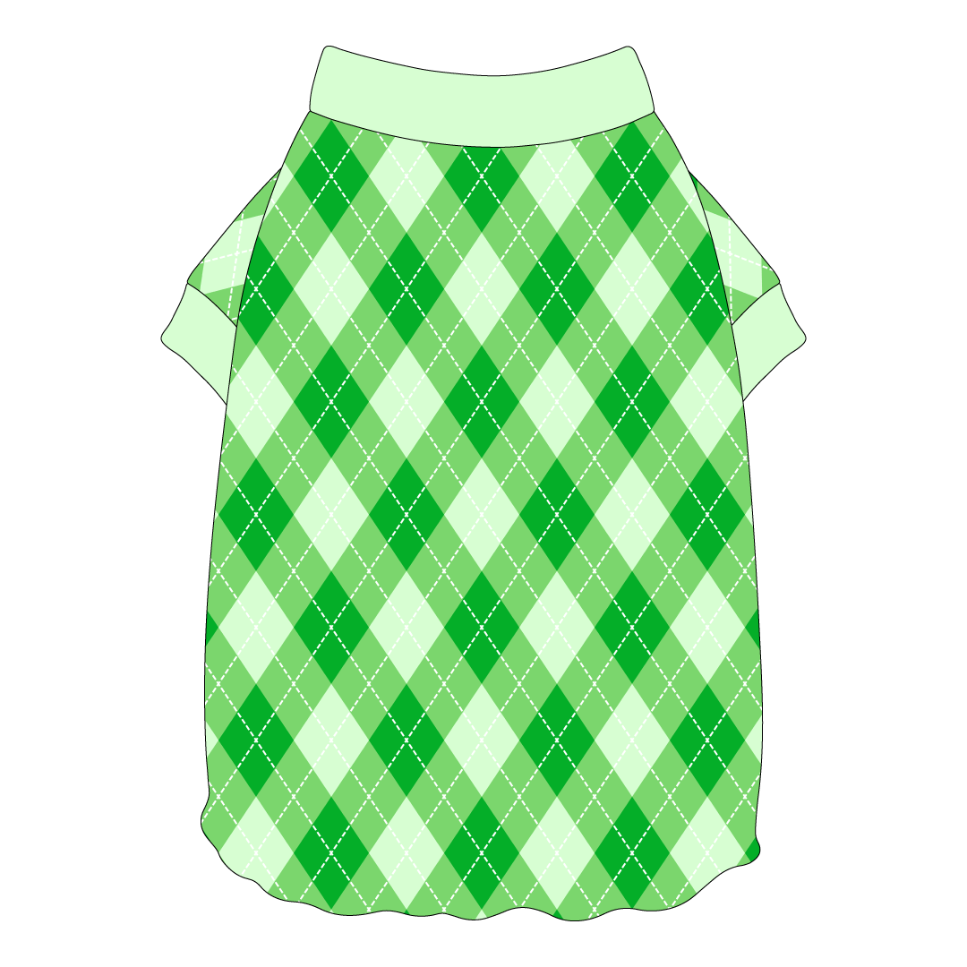 One Lucky Pup - St Pattys Argyle Plaid - Flutter Waist Tee