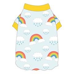 Rain Rain Go Away - Rainbows And Rain Clouds - Flutter Waist Tee