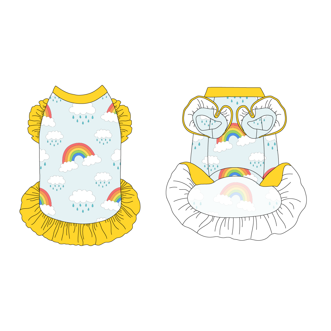 Rain Rain Go Away - Rainbows And Rain Clouds - La Petite Shimmy Dress