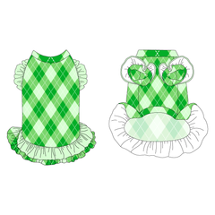 One Lucky Pup - St Pattys Argyle Plaid - La Petite Shimmy Dress With Double Skirt