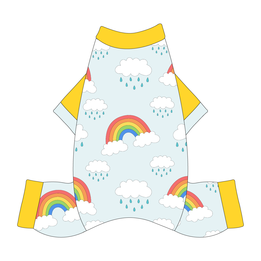 Rain Rain Go Away - Rainbows And Rain Clouds - Mon Ami Jammies