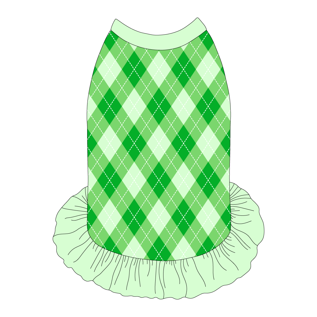 One Lucky Pup - St Pattys Argyle Plaid - The Tank With Skirt