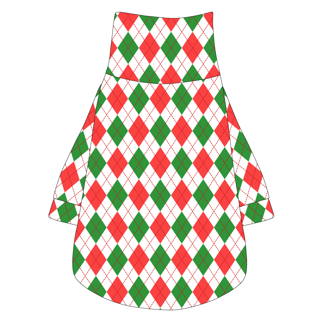 Tee shirt with turtleneck in a Christmas inspired argyle print.