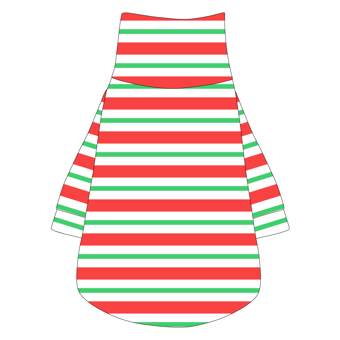 Tee shirt with turtleneck in a Christmas inspired horizontal stripe print.