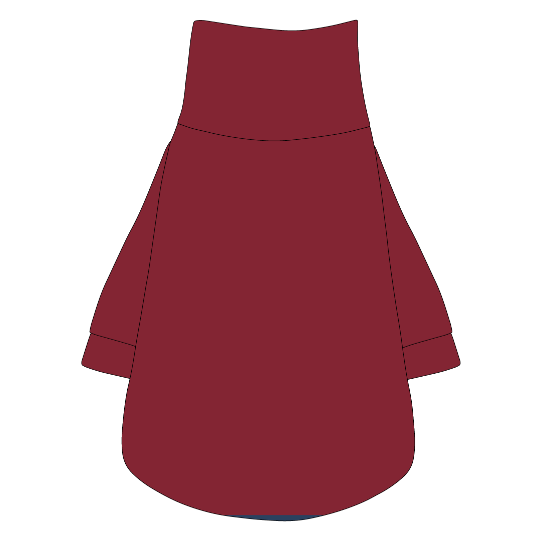 Tee shirt with turtleneck in a Fall inspired cranberry sauce color. 