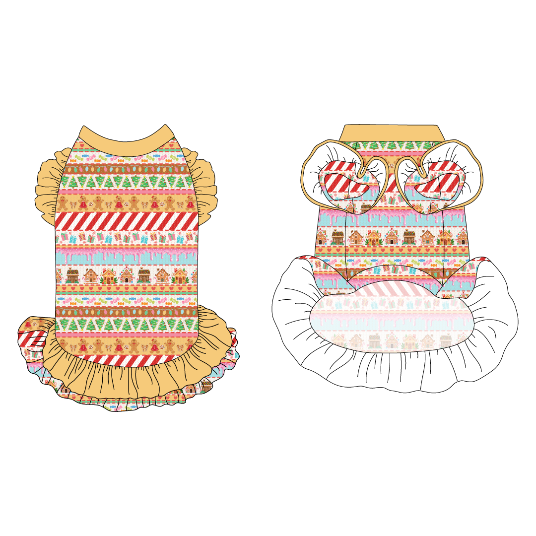 Stitched In Snow - Gingerbread Lane - La Petite Shimmy Dress With Double Skirt