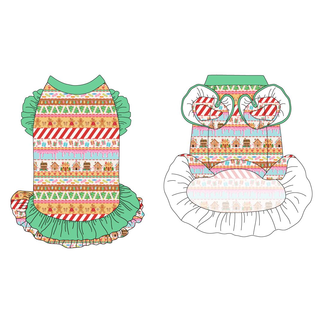 Stitched In Snow - Gingerbread Lane - La Petite Shimmy Dress With Double Skirt