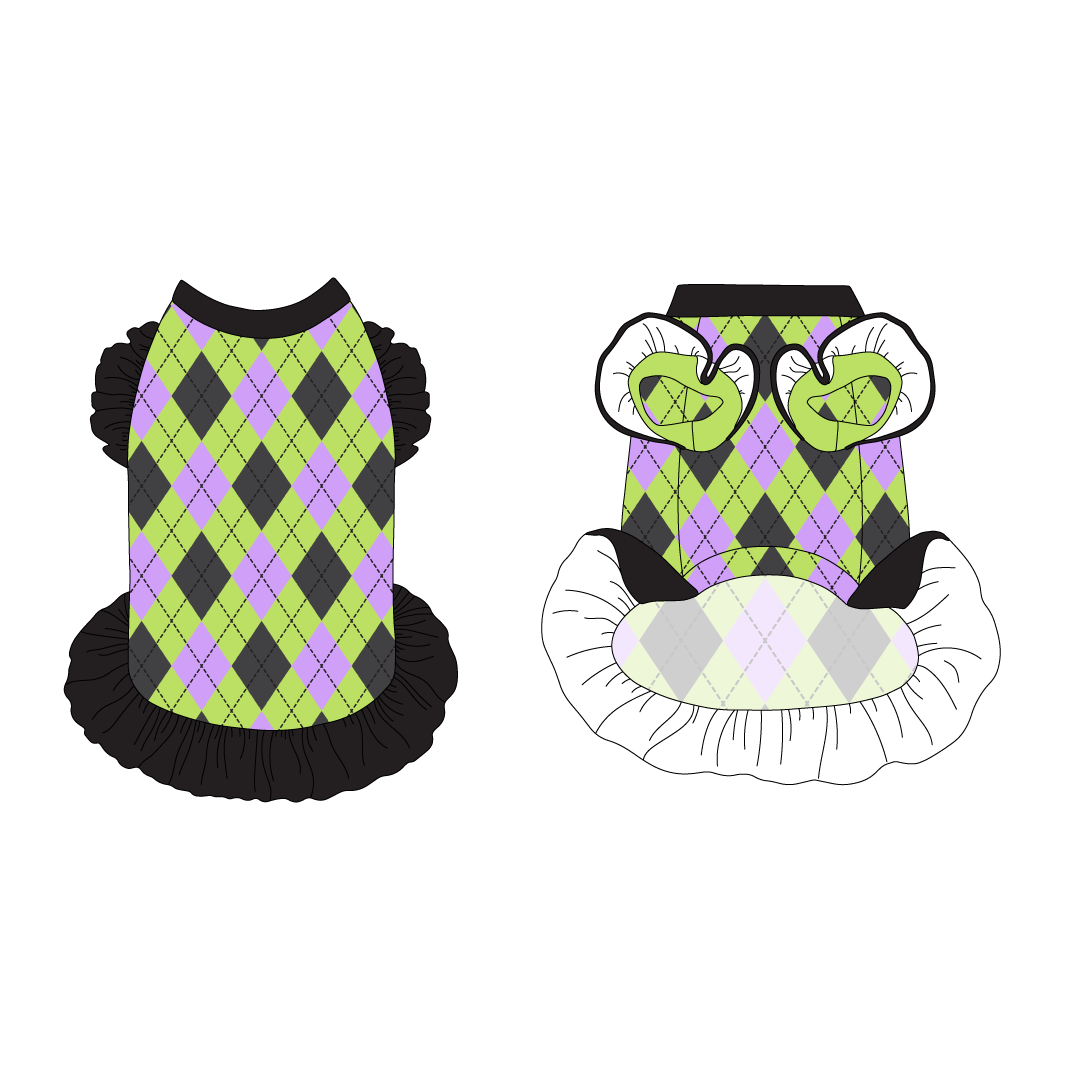 Plaid To The Bone - Halloween Argyle - La Petite Shimmy Dress