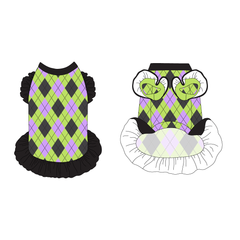 Plaid To The Bone - Halloween Argyle - La Petite Shimmy Dress