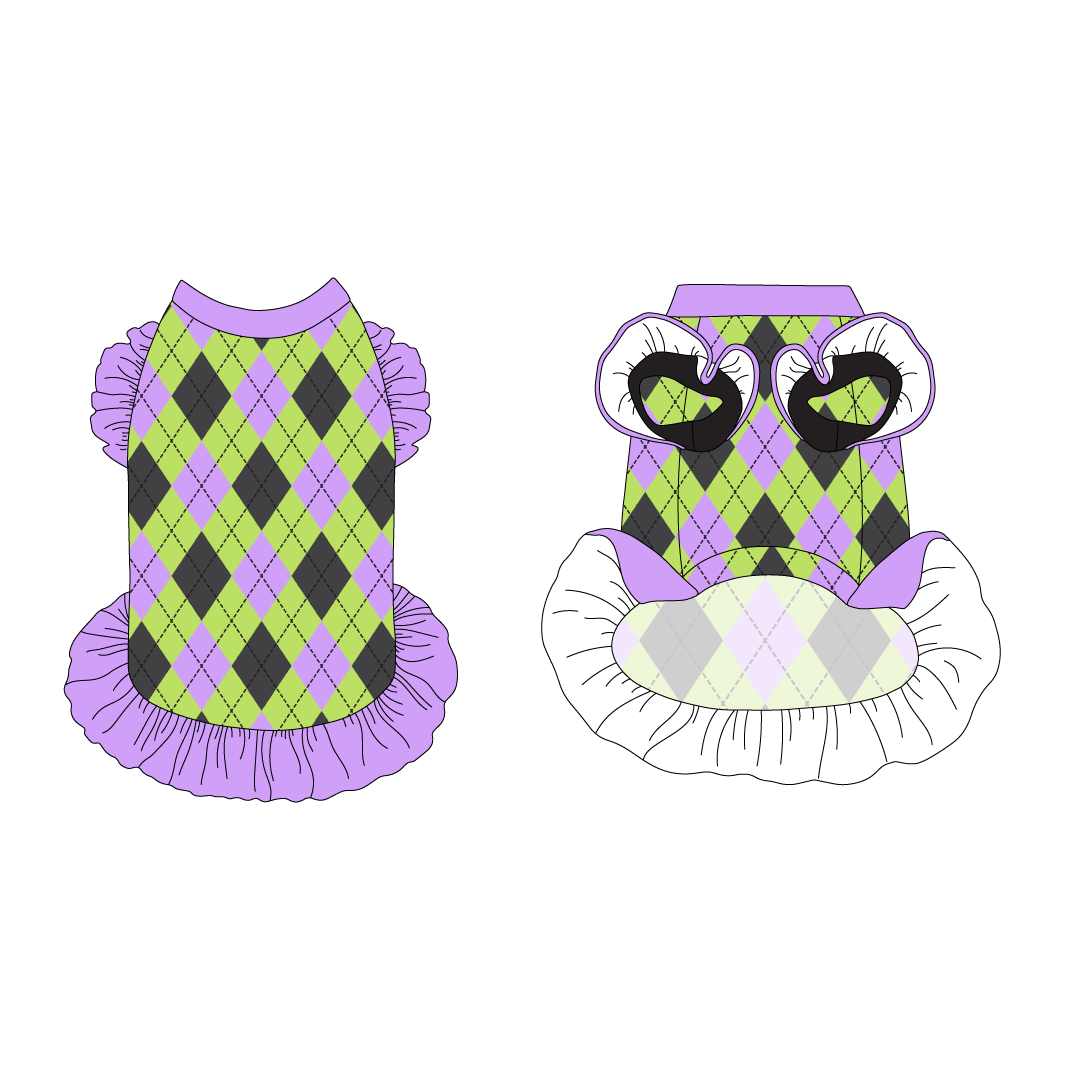 Plaid To The Bone - Halloween Argyle - La Petite Shimmy Dress