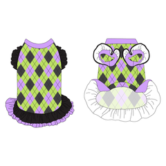 Plaid To The Bone - Halloween Argyle - La Petite Shimmy Dress With Double Skirt