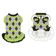 Plaid To The Bone - Halloween Argyle - La Petite Shimmy Dress With Double Skirt