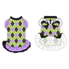 Plaid To The Bone - Halloween Argyle - La Petite Shimmy Dress With Double Skirt