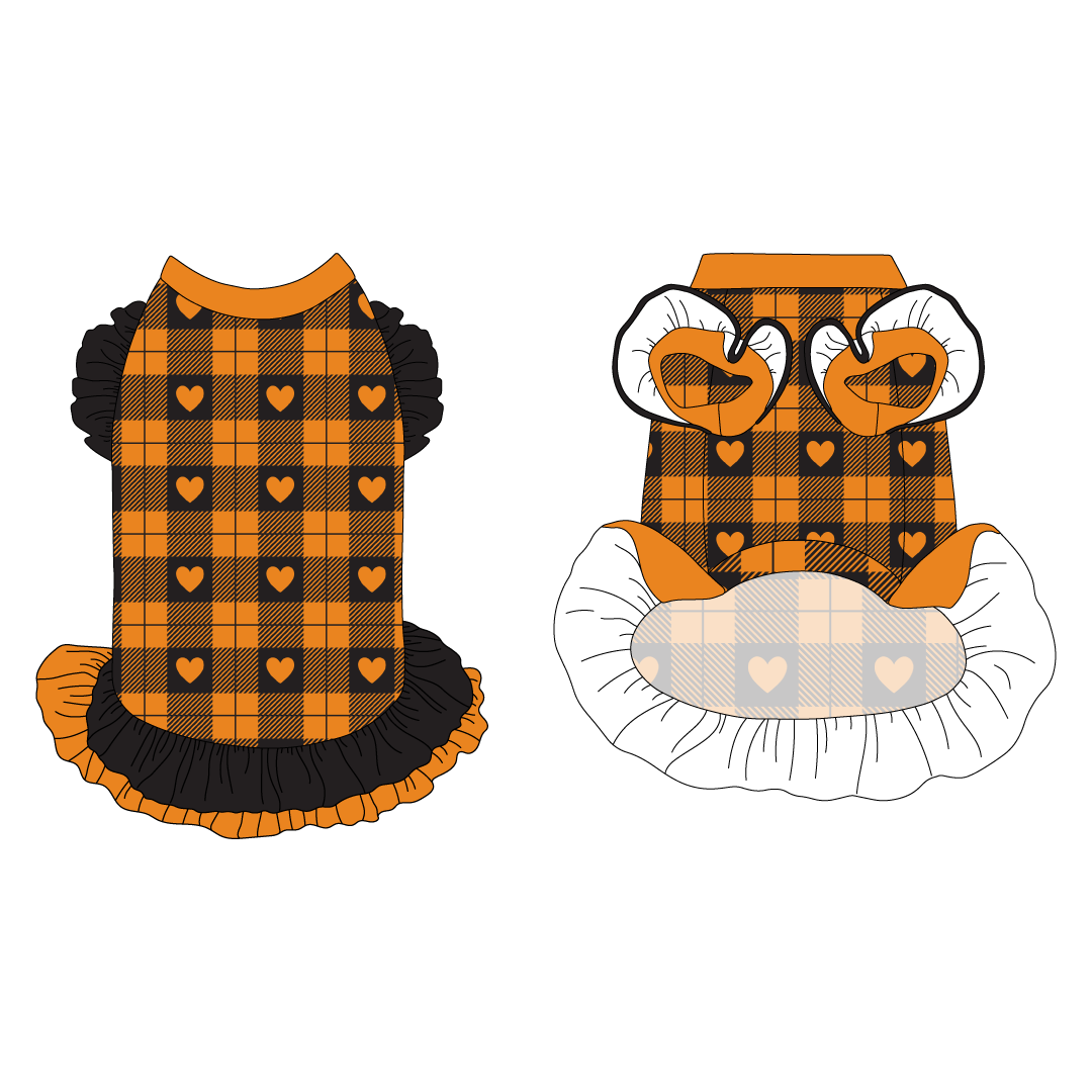 Plaid To The Bone - Halloween Heart Plaid - La Petite Shimmy Dress With Double Skirt