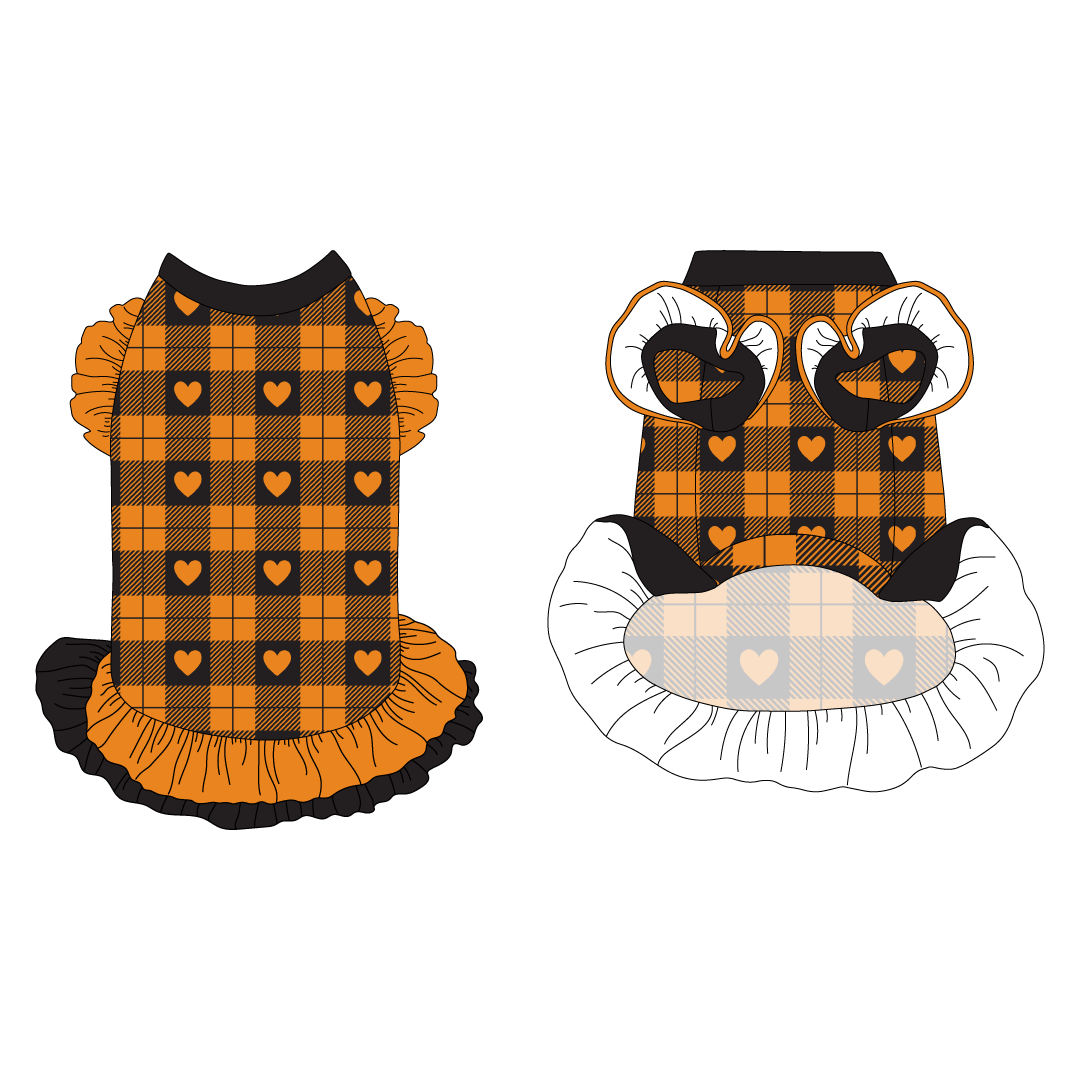 Plaid To The Bone - Halloween Heart Plaid - La Petite Shimmy Dress With Double Skirt