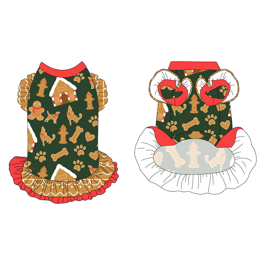 Twas The Night Before Christmas - Dog Gingerbread - La Petite Shimmy Dress With Double Skirt