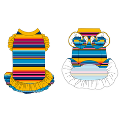 La Vida Flora - Paseo Stripe - La Petite Shimmy Dress With Double Skirt