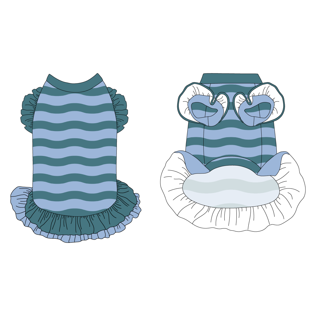 Poolside Pops - Poolside Waves - La Petite Shimmy Dress With Double Skirt