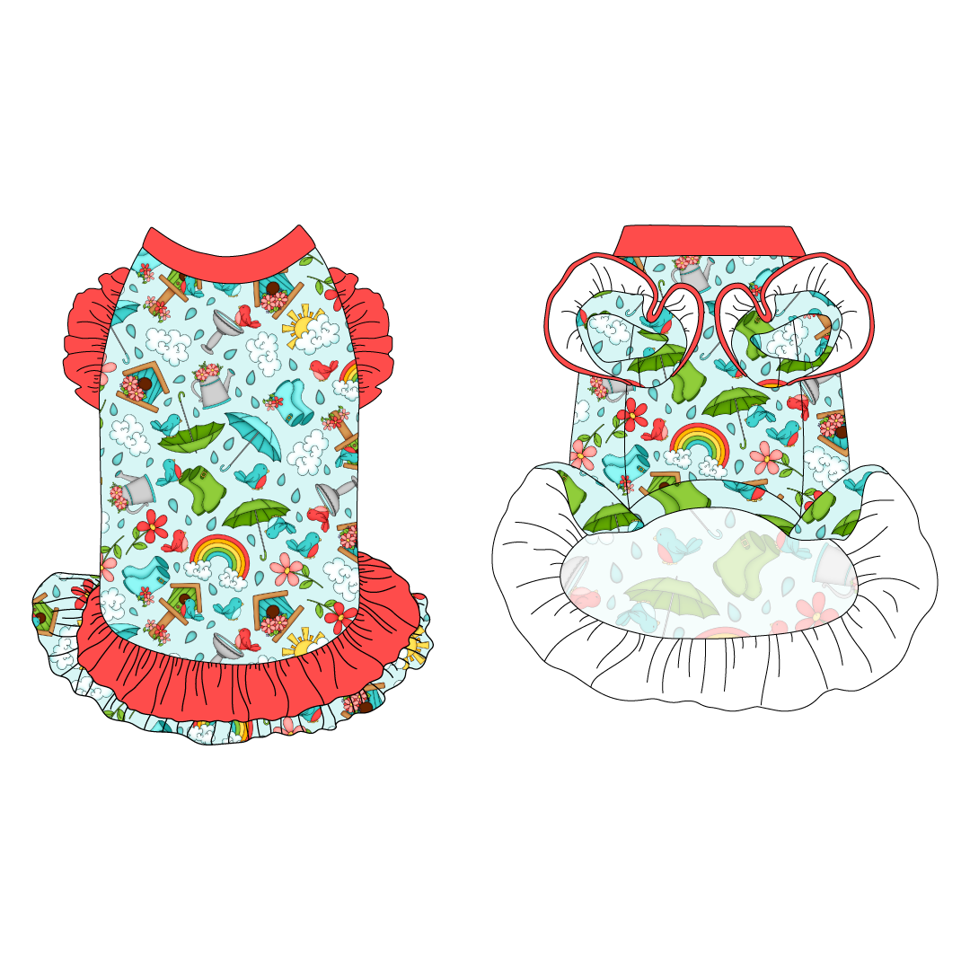 Rainy Day Delight - La Petite Shimmy Dress With Double Skirt