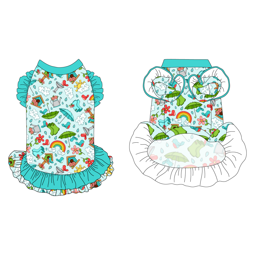 Rainy Day Delight - La Petite Shimmy Dress With Double Skirt