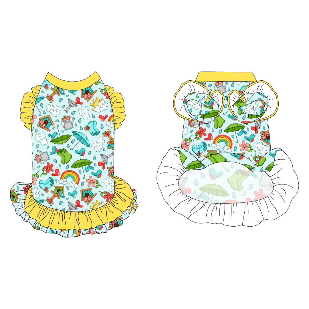 Rainy Day Delight - La Petite Shimmy Dress With Double Skirt