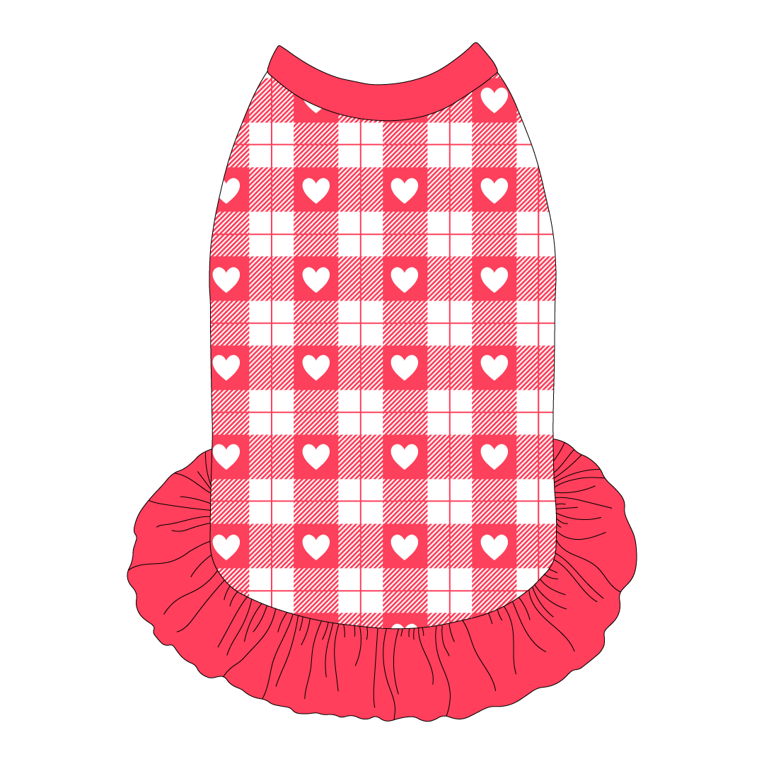 Valentine Plaids - Red Heart Plaid - The Tank With Skirt